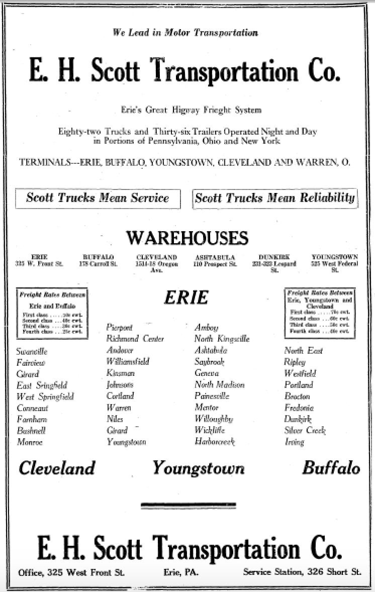 3. Scott Transportation Ad in The Erie Daily Times 8 20 1925
