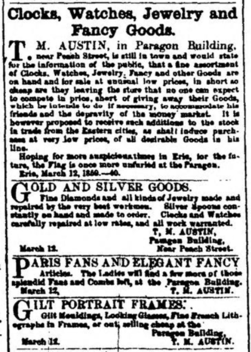 4. Ad 3 12 1859 The Erie Observer