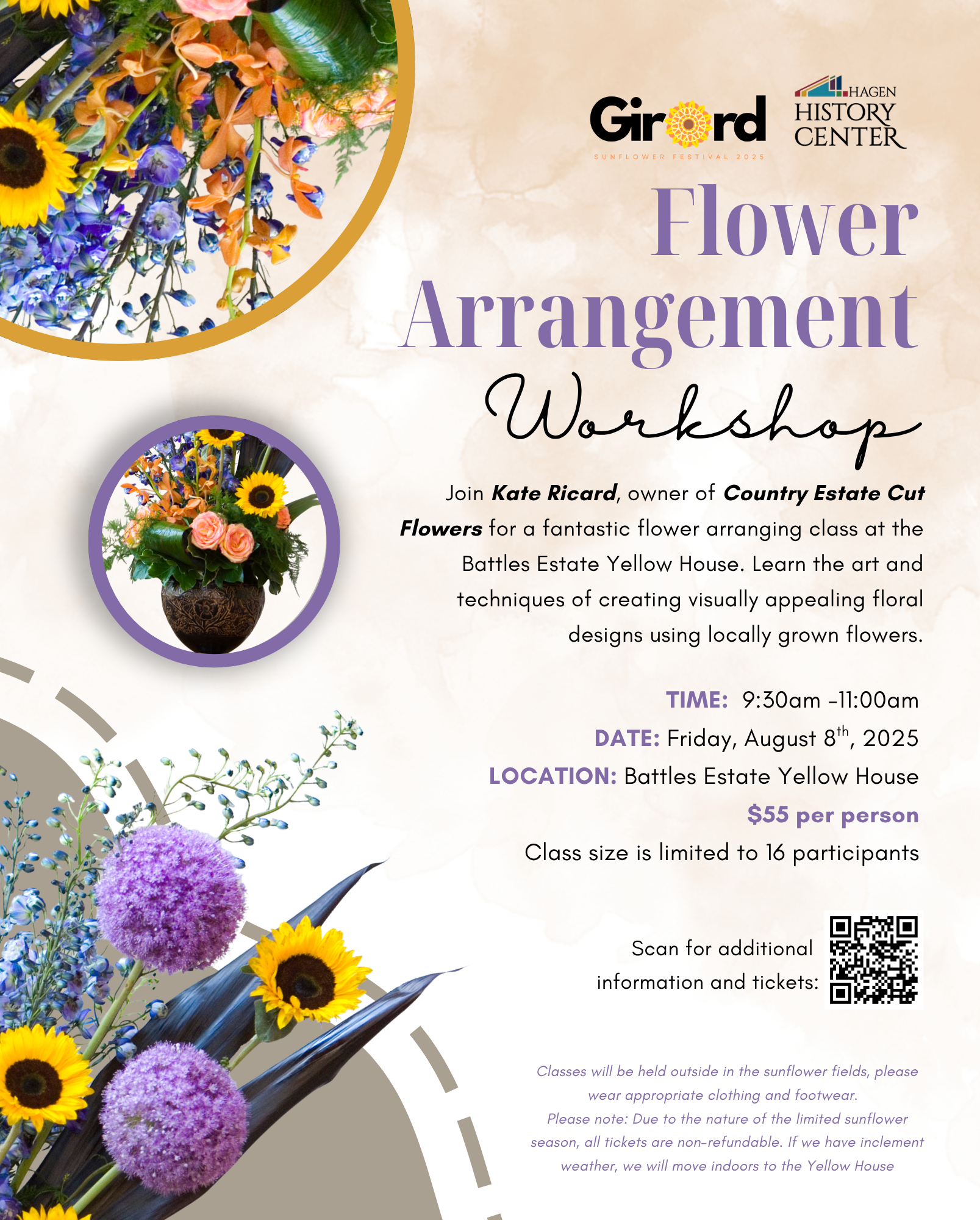 Flower Arrangement Workshop FINAL Advert with Pricing